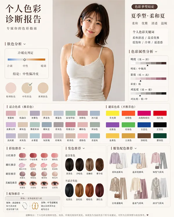 韩系个人色彩诊断效果图