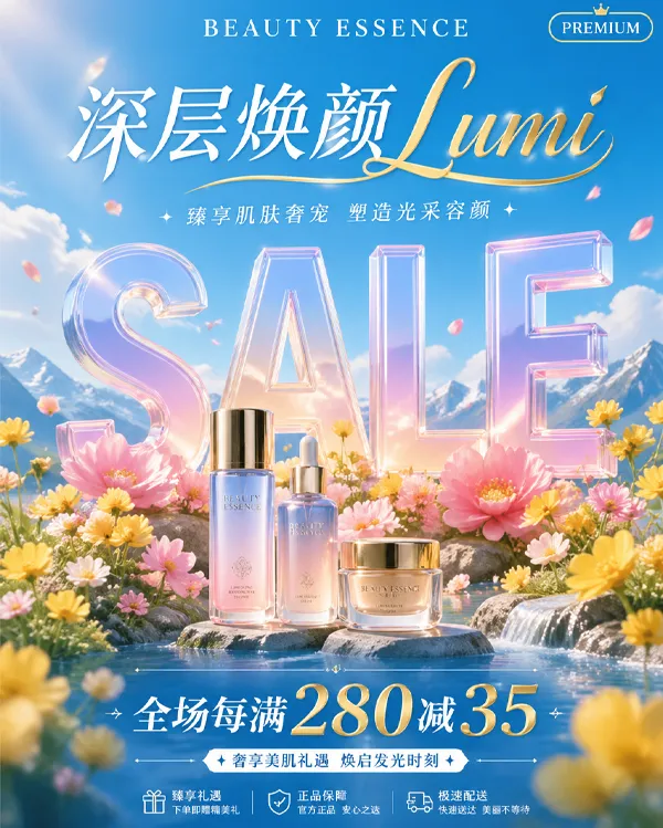 护肤品促销海报效果图