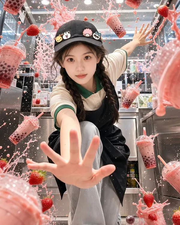 奶茶飞溅风格效果图